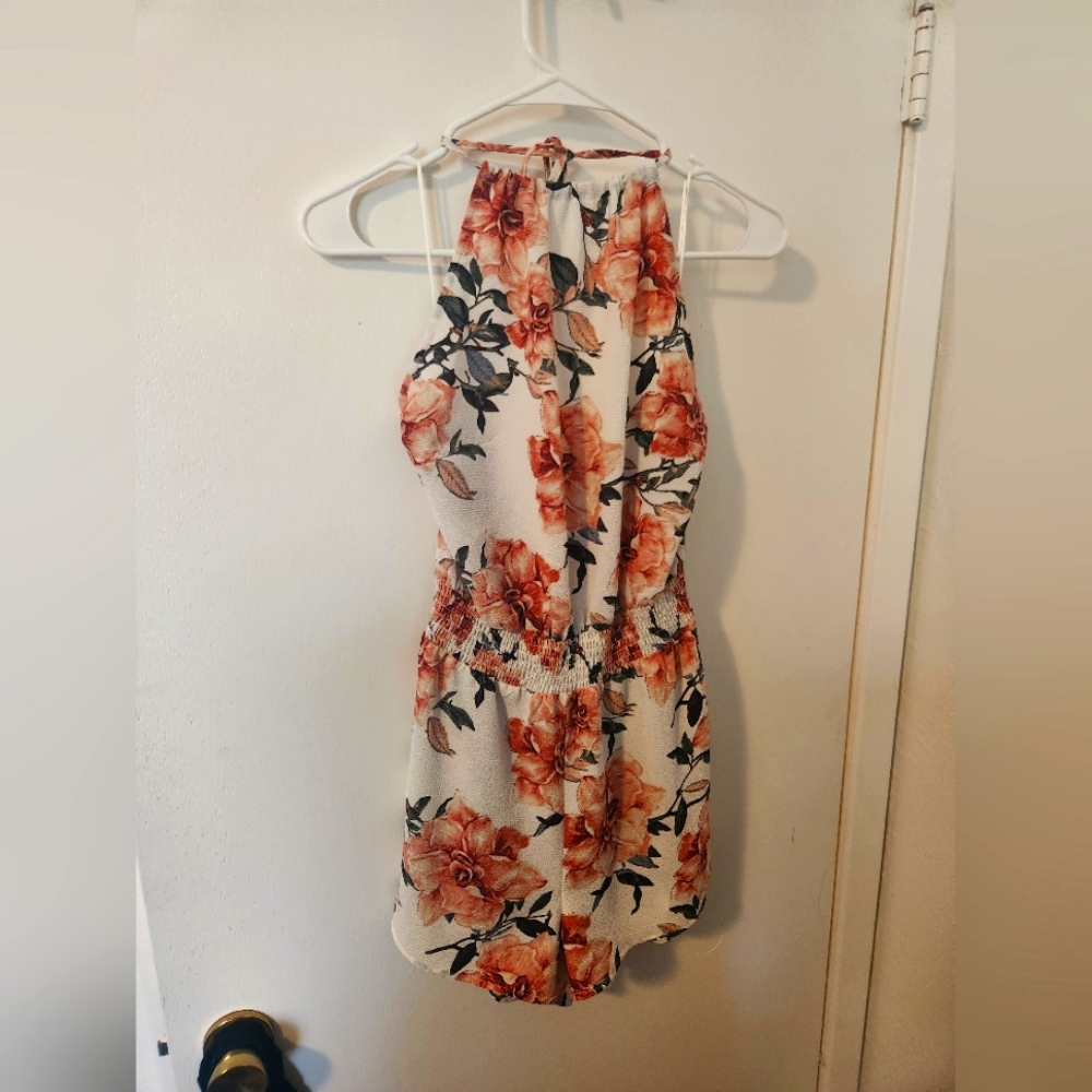 White flowered romper
